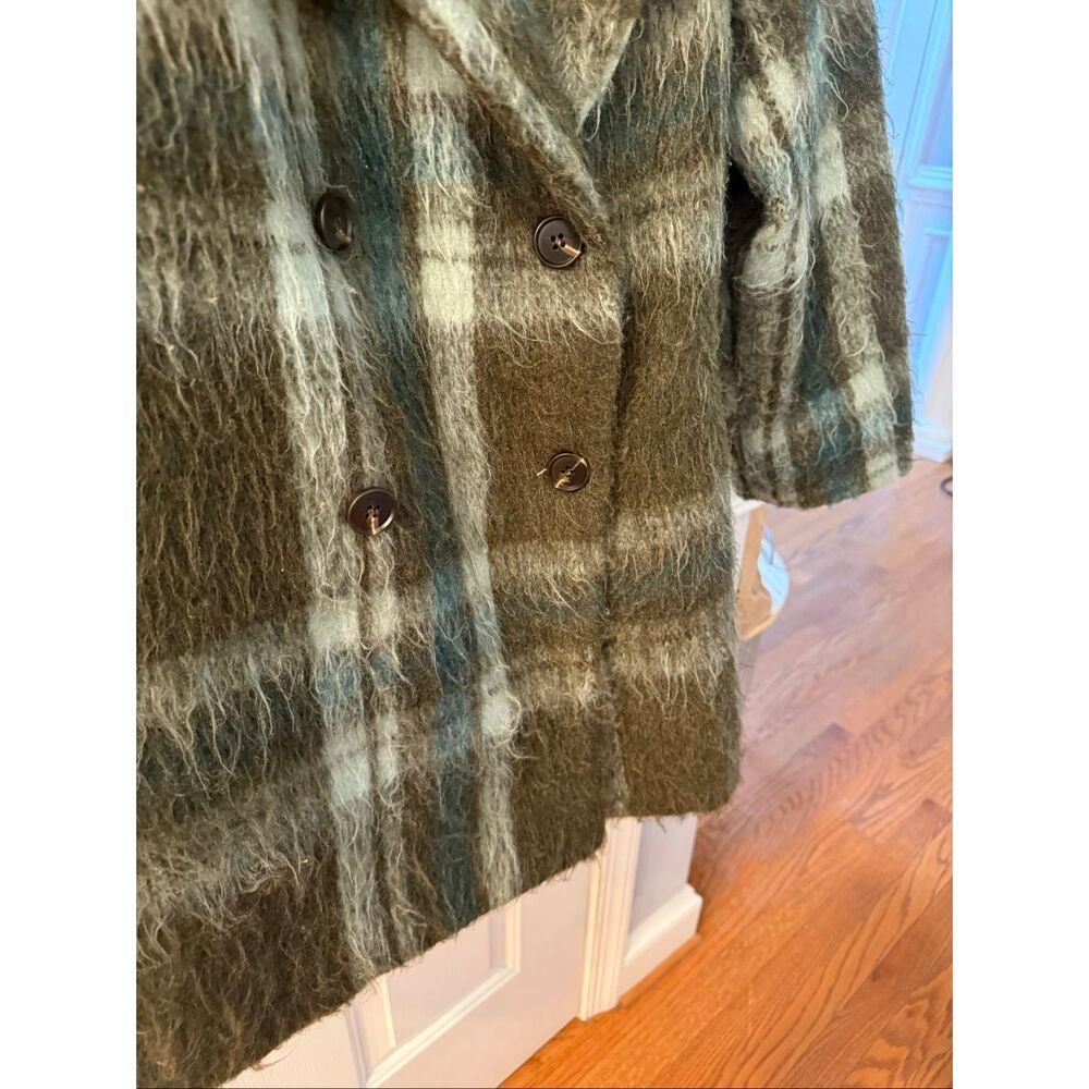 Halogen Nordstrom Green Shaggy Plaid Fuzzy Coat sz XXL - Picture 6 of 8